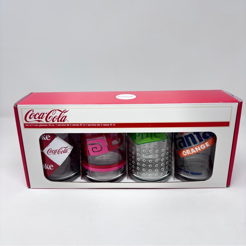 Coca Cola Branded Glass Tumbler Set - Pink, Green, Orange, Red, Silver Accents
